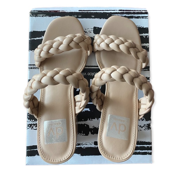 NWT NEW DV Dolce Vita Tessa Chunky Woven Braided Heel Sandal Cream Tan NIB block - Picture 5 of 6
